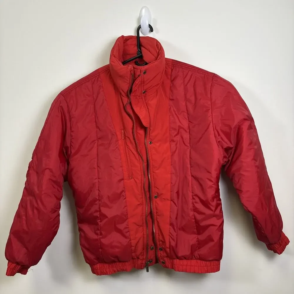 Vintage 80s Red Ski Puffer Jacket Retro Ski Gorpcore Oversized XL - Picture 9 of 16